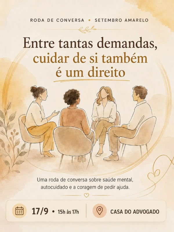 Setembro Amarelo: OAB Campos promove roda de conversa sobre saúde mental e autocuidado