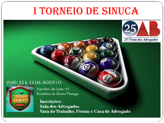 Torneio de sinuca tem premiação de R$ 1.000 em novembro - Diário Corumbaense