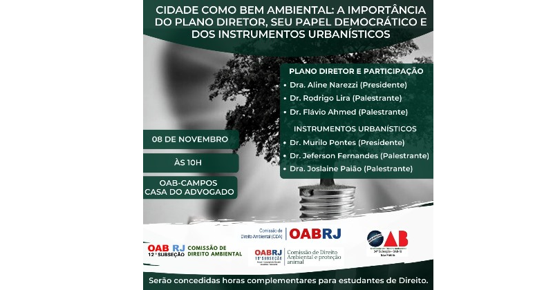 Comissão de Direito Ambiental realizará seminário nesta sexta-feira, dia 8