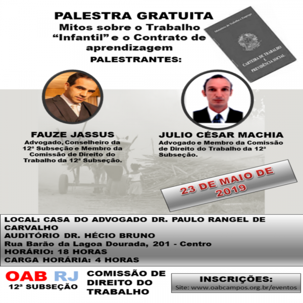 PALESTRA GRATUITA: Mitos sobre o Trabalho Infantil e o Contrato de Aprendizagem