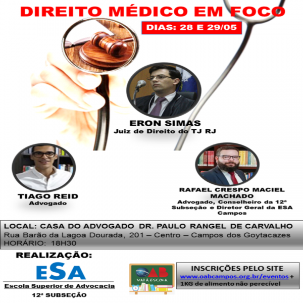 PALESTRA GRATUITA: DIREITO MÉDICO EM FOCO