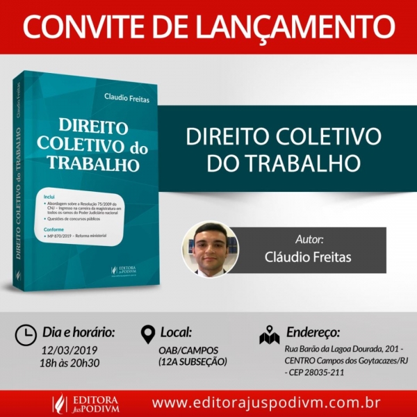 LANÇAMENTO DE LIVRO: Direito Coletivo do Trabalho