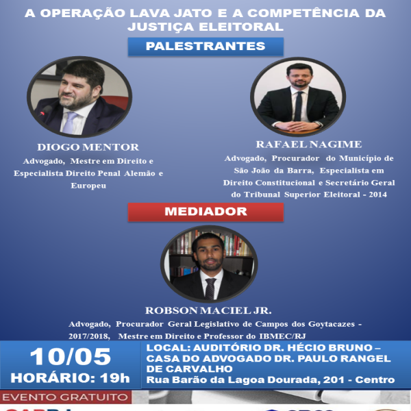 PALESTRA GRATUITA: A OPERAÇÃO LAVA JATO E A COMPETÊNCIA DA JUSTIÇA ELEITORAL