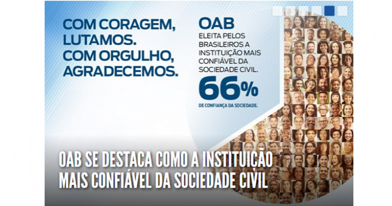 OAB se destaca como a instituição mais confiável da sociedade civil