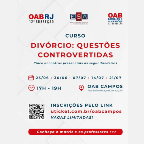 Curso Presencial: "Divórcio — Questões Controvertidas"