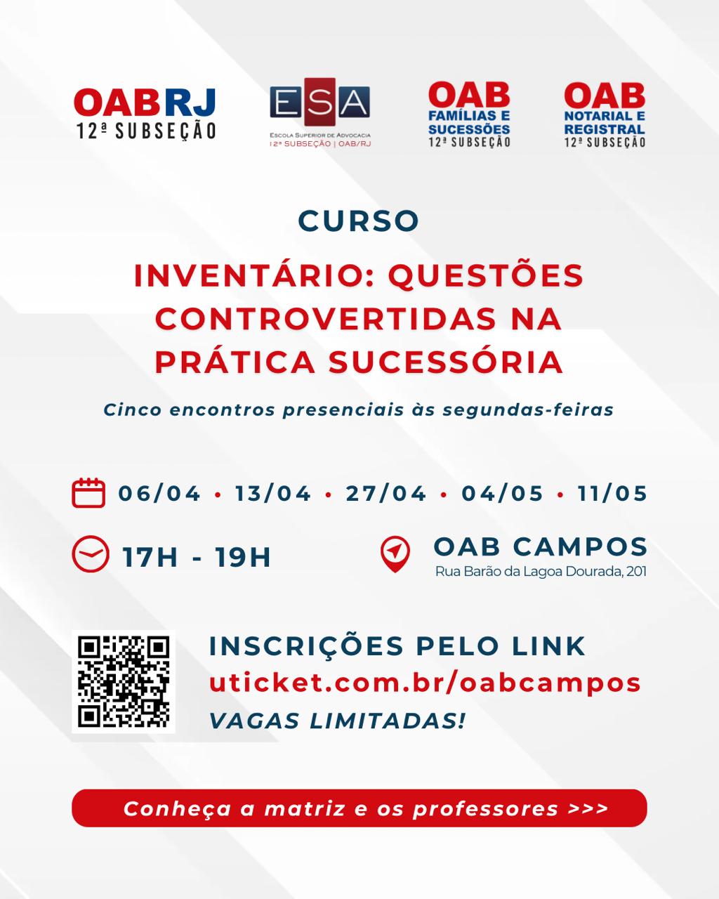 Curso Presencial: Inventário: Questões Controvertidas na Prática Sucessória