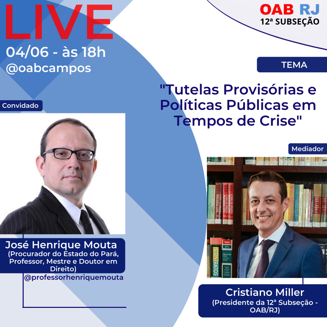 LIVE: "TUTELAS PROVISÓRIAS E POLÍTICAS PÚBLICAS E TEMPOS DE CRISE"