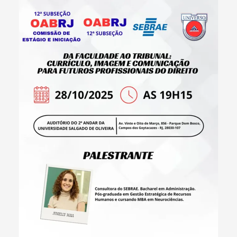 Palestra essencial para iniciação profissional.