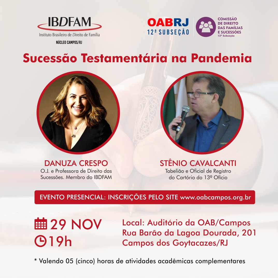 DIREITO DE FAMÍLIA: SUCESSÃO TESTAMENTÁRIA DURANTE A PANDEMIA