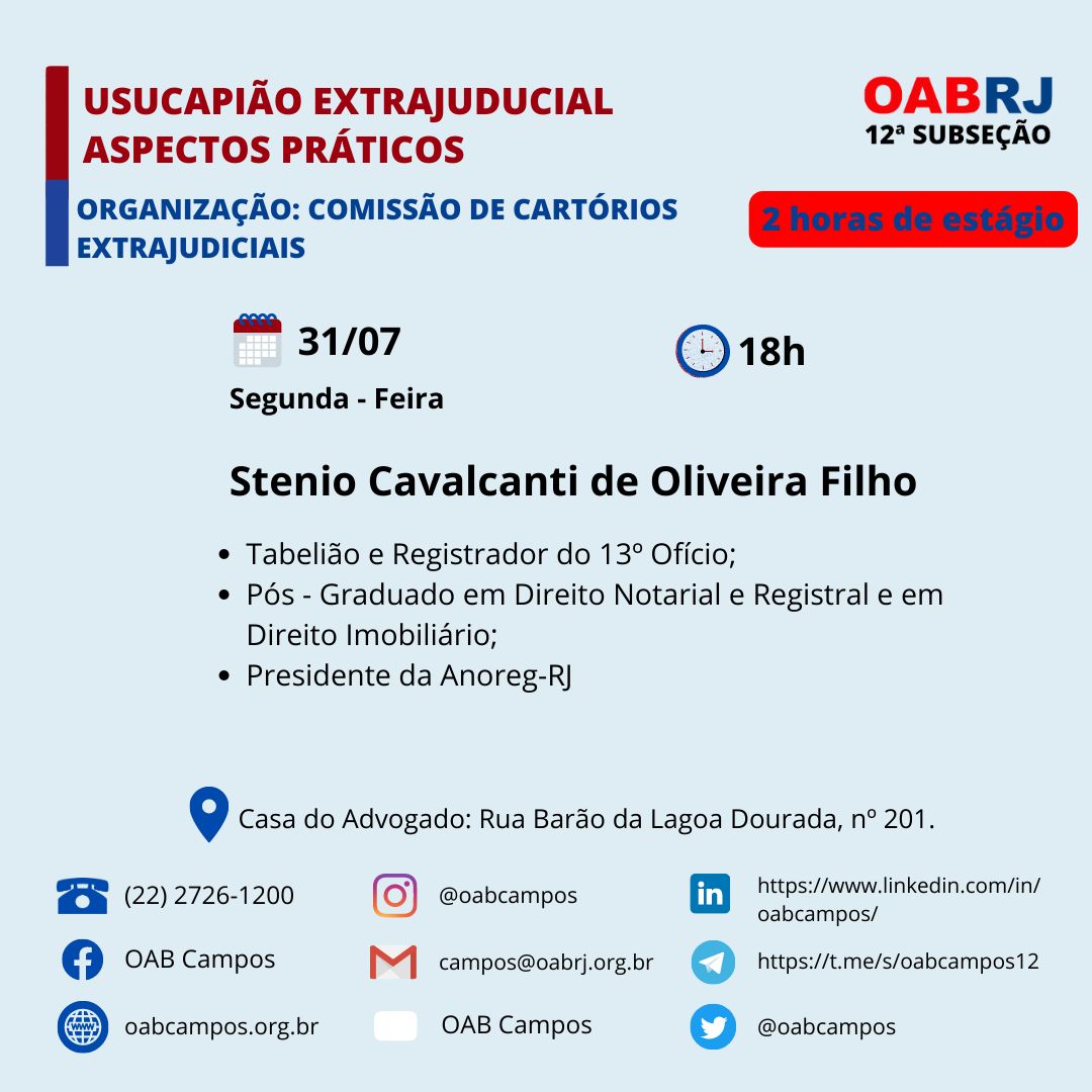 PALESTRA: USUCAPIÃO EXTRAJUDICIAL ASPECTOS PRÁTICOS