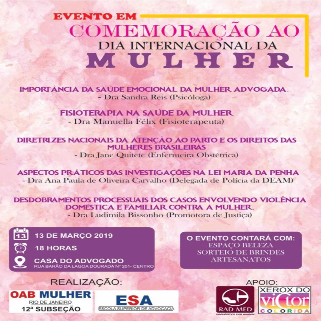 EVENTO EM COMEMORAÇÃO AO DIA INTERNACIONAL DA MULHER