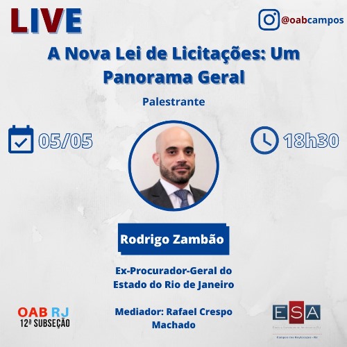 LIVE  "A NOVA LEI DE LICITAÇÕES: UM PANORAMA GERAL"