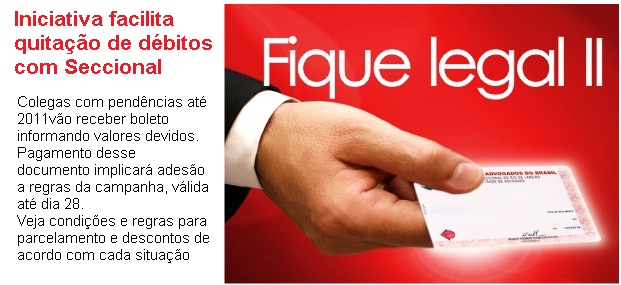 Fique legal II: condições facilitadas para quitação de anuidades