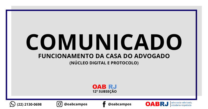 Funcionamento da Casa do Advogado