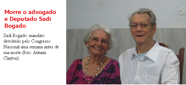 Morre o deputado Sadi Bogado