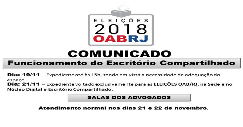 ELEIÇÕES 2018: COMUNICADO
