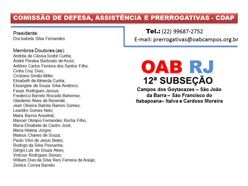 Composição da Comissão de Defesa, Assistência e Prerrogativas