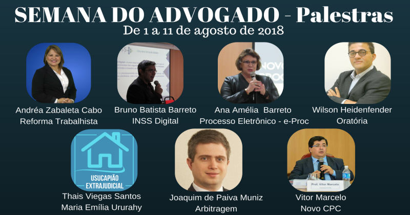 Programação oficial da Semana do Advogado de 2018