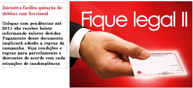 Fique legal II: Condições facilitadas para quitação de anuidades