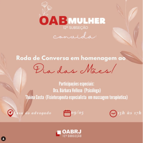 Roda de Conversa em homenagem ao Dia das Mães!