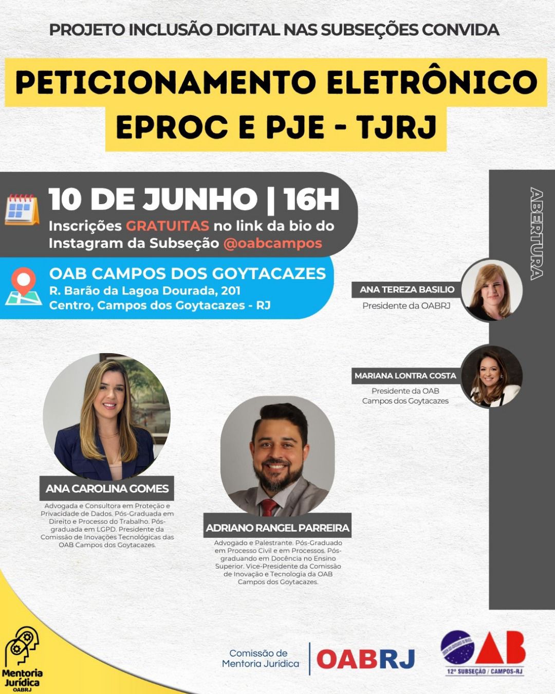 CURSO DE PETICIONAMENTO NOS SISTEMAS E-PROC E PJe do TJRJ