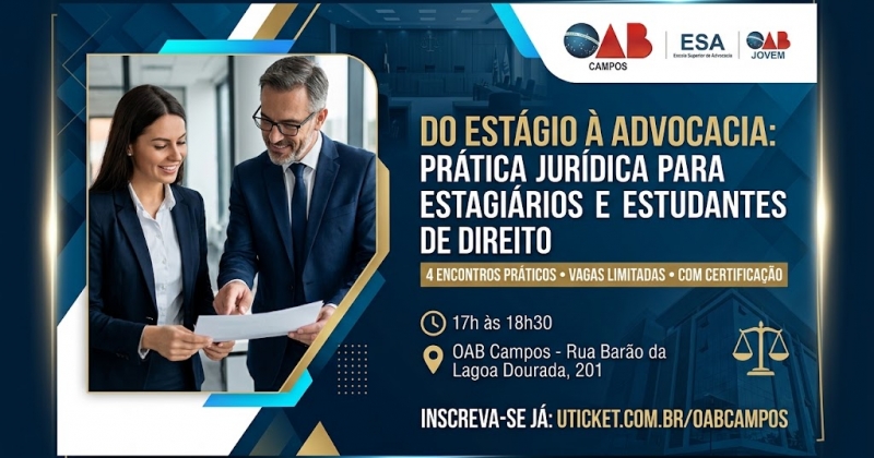 OAB Campos lança curso de Prática Jurídica para estagiários e estudantes de Direito