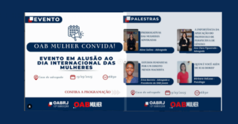 OAB-Mulher realizará palestras em alusão Dia Internacional da Mulher