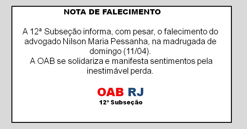 NOTA DE FALECIMENTO