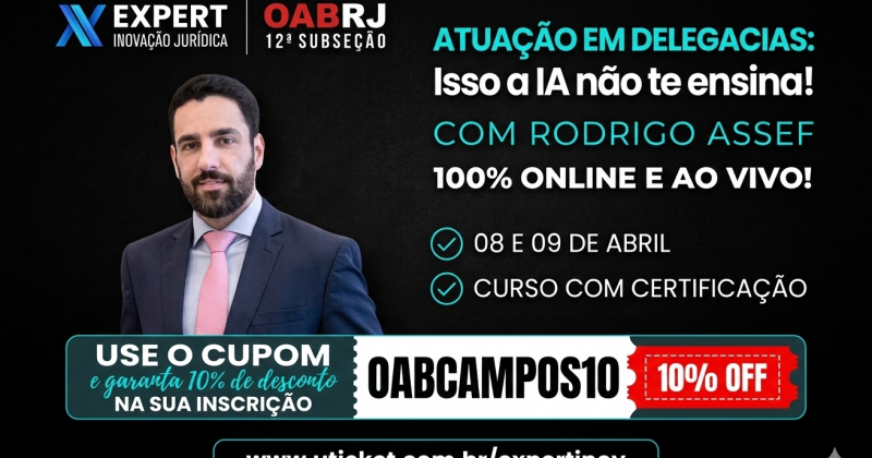 Parceria OAB Campos: Advogados inscritos têm desconto exclusivo em curso de Prática Penal