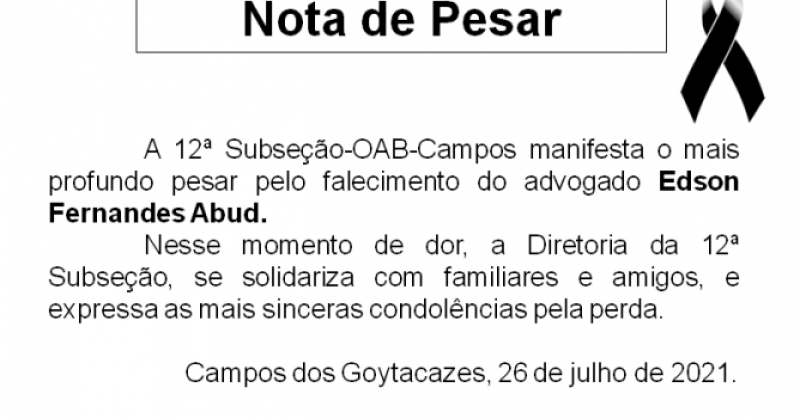Nota de Falecimento
