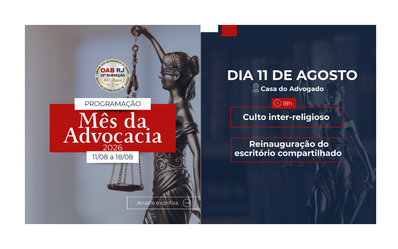 Mês da Advocacia tem início neste dia 11 de agosto com Culto Inter-Religioso na Casa do Advogado