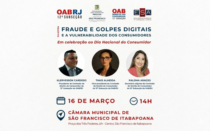 OAB/Campos/RJ promove palestra sobre Fraudes e Golpes Digitais em São Francisco de Itabapoana