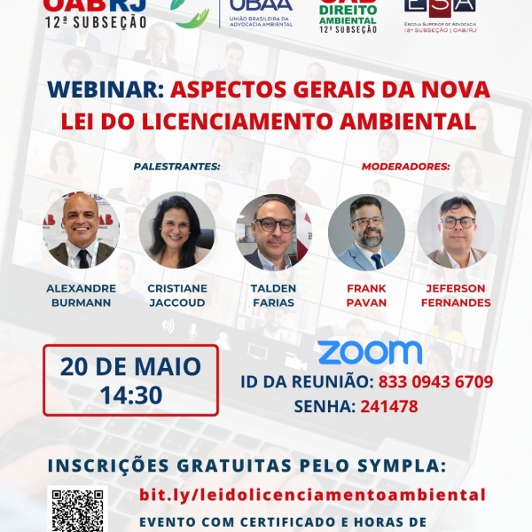 Webinar Aspectos Gerais da Nova Lei do Licenciamento Ambiental