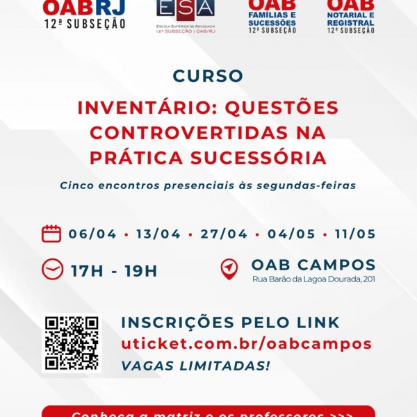 Curso Presencial: Inventário: Questões Controvertidas na Prática Sucessória