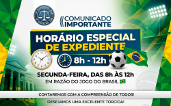 COMUNICADO: Alteração de expediente (Jogo do Brasil)