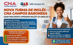 🚀 Oportunidade Exclusiva: Nova Turma de Inglês no CNA Baronesa em Parceria com a OAB-Campos-RJ!