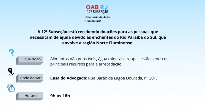 OAB Campos está recebendo doações 