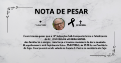 Com pesar, comunicamos o falecimento do Advogado José Carlos Moreira Nunes